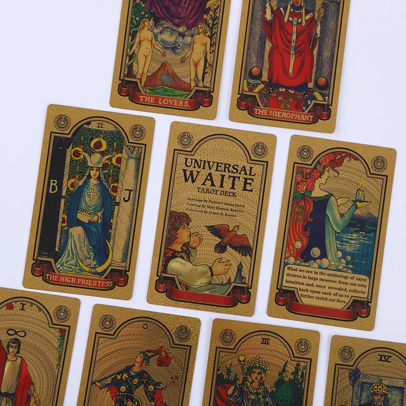 Plastic Waterproof Tarot Gold Foil Cards Full English Edition Magician Deck Board Game Send Rules | Спорт и развлечения