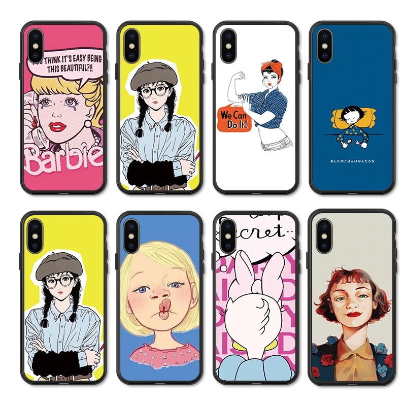 Cover for vivo Y 17 53 55 55s 69 71 81 81s 91C soft back case Y93 Y95 Y91 V5 67 V5s V5Lite Y66 Plus estojo coque cartoon girl | Мобильные