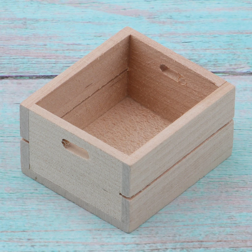 Миниатюрный деревянный ящик для хранения фруктов и овощей кукольный домик 1/12