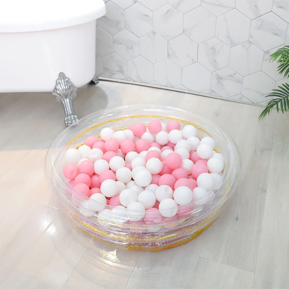 

For Kids Outdoor Paddling Round Inflatable Pool Soft Floor PVC Basin Garden Summer Portable Sequin Decor Bathtub Play Toys Fun