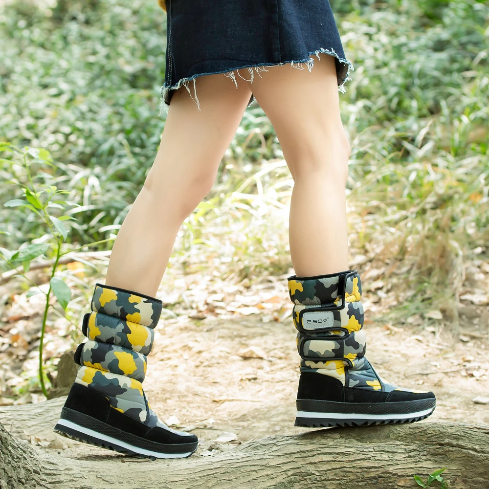 Зимние новые теплые камуфляжные сапоги для снега женские удобные хлопковые