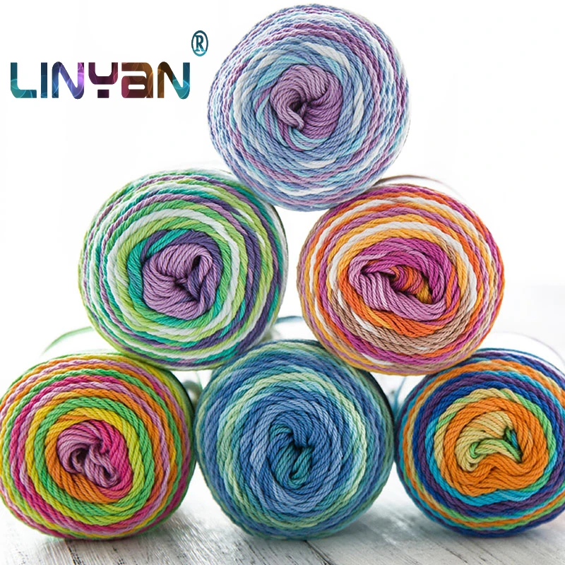 3 шт. * 50 г Мерсеризованный хлопковый Плетеный свитер ручной работы окрашенный