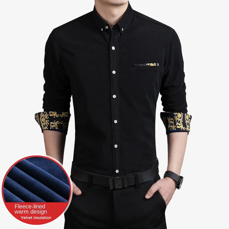 

2021 New Corduroy Thermal Shirt Men's Winter Fleece-Lined Thickened Corduroy Shirt