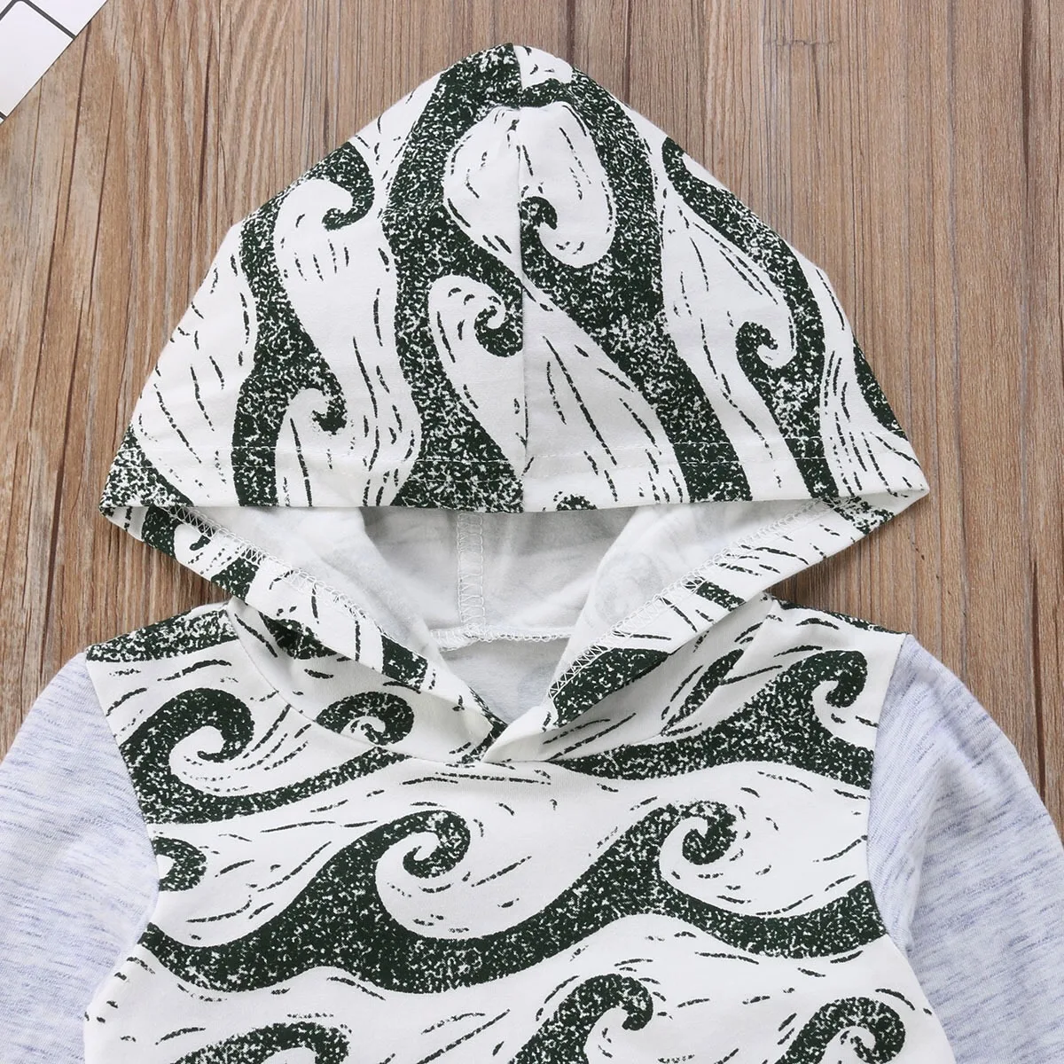 Autumn Long Sleeve Hooded Tops Pants Outfits Wave Cotton Boy Clothing 0-24M 2pcs Newborn Baby Boys Clothes Set |