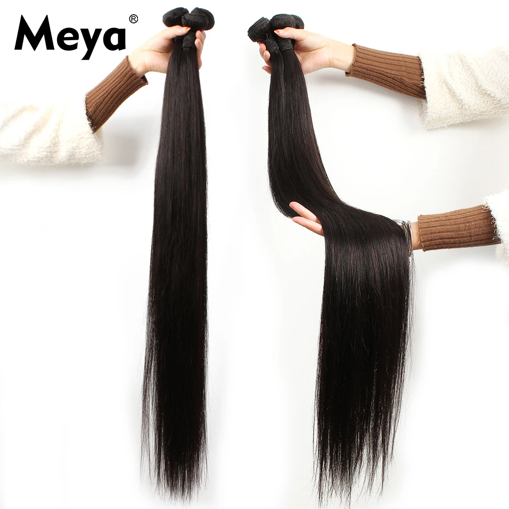 Meya прямые волосы 26 28 30 32 40 дюймов Remy девственные бразильские вплетаемые