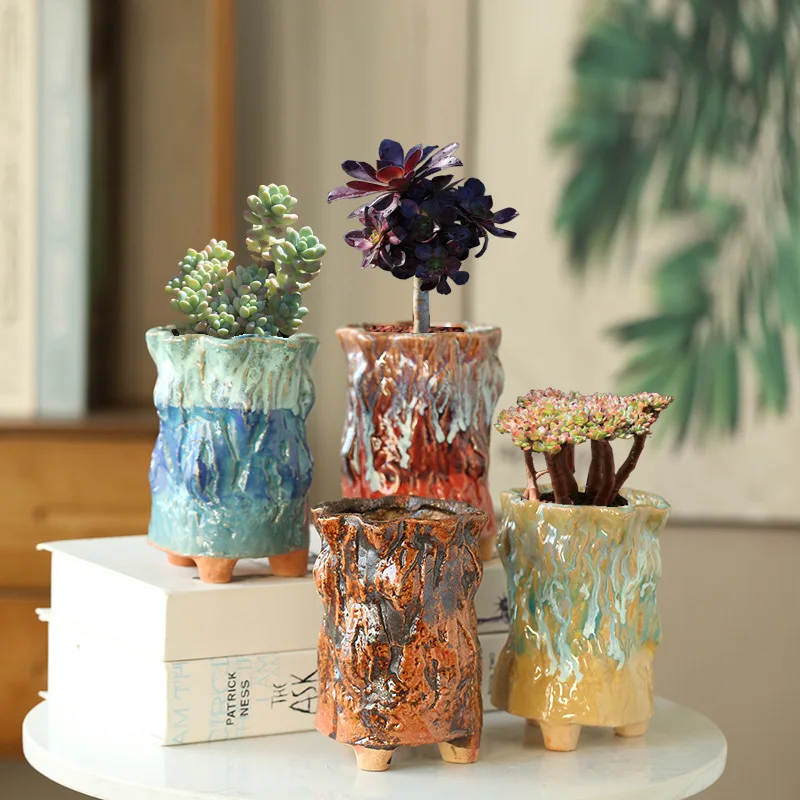 

Горшок бонсай в стиле ретро, керамические кухонные горшки, настольное украшение, кастрюля для цветов, суккуленты, Декор для дома и сада, ваза...