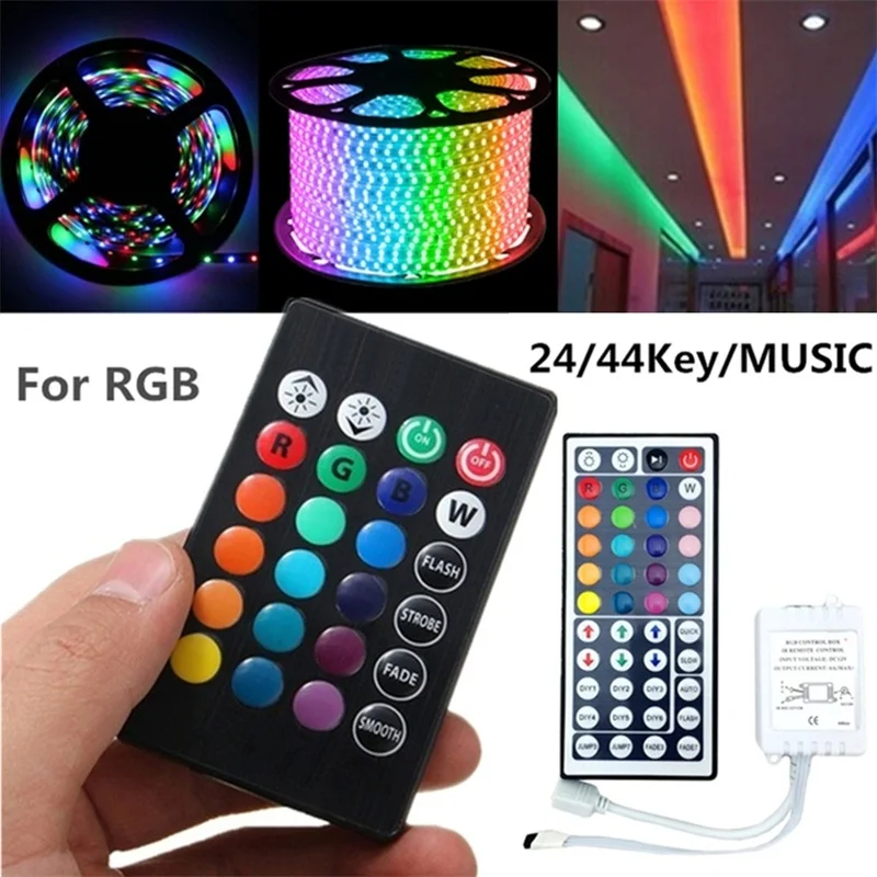 Светодиодный контроллер RGB с 24 клавишами и 44 музыкальный ИК пульт дистанционного