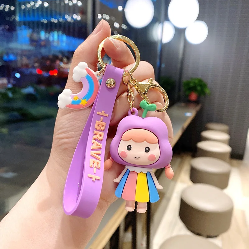 

Cute Long Grass Apple Girl Doll Key Ring Student Backpack Pendant Car Seat Key Ring Girlfriend a Key Chain f Christmas Birthday