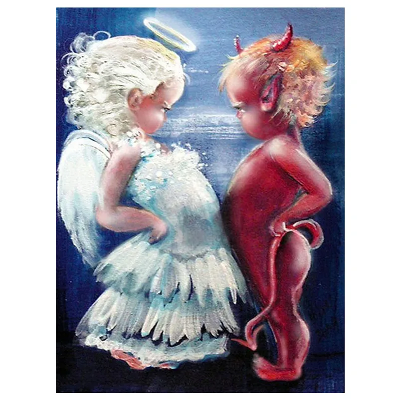 

5D DIY Diamond Painting Angel and Devil Embroidery Cross-stitch Mosaic Full Diamond Diamond Painting Home Decoration Gift