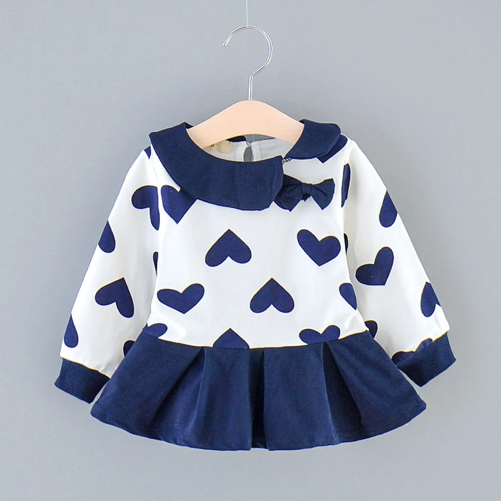 Фото Топы для маленьких девочек с рисунком сердца платье принцессы одежда длинными Топы для маленьких девочек с рисунком сердца платье принцессы одежда длинными