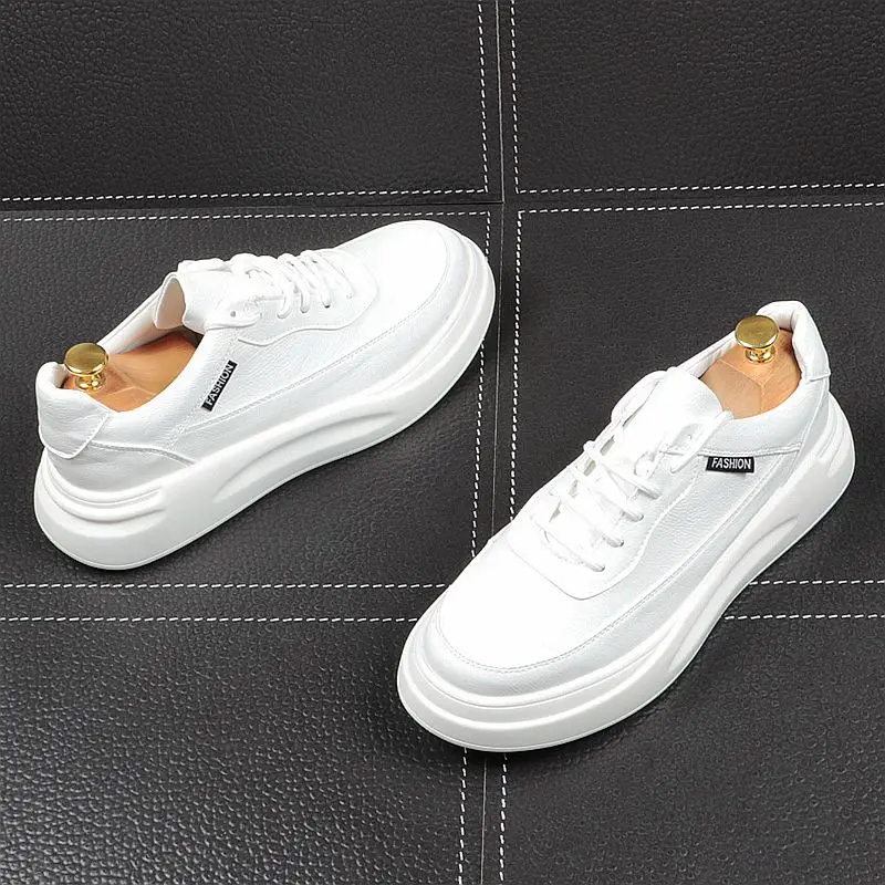 CuddlyIIPanda New Men Fashion Leisure Shoes Spring Autumn Thick Bottom White Sneakers Male Youth Trending Luxury Designer | Обувь