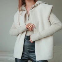 womens classic fall new faux fur round neck sleeveless cardigan solid color pine jacket vest top korean fashion womens vest