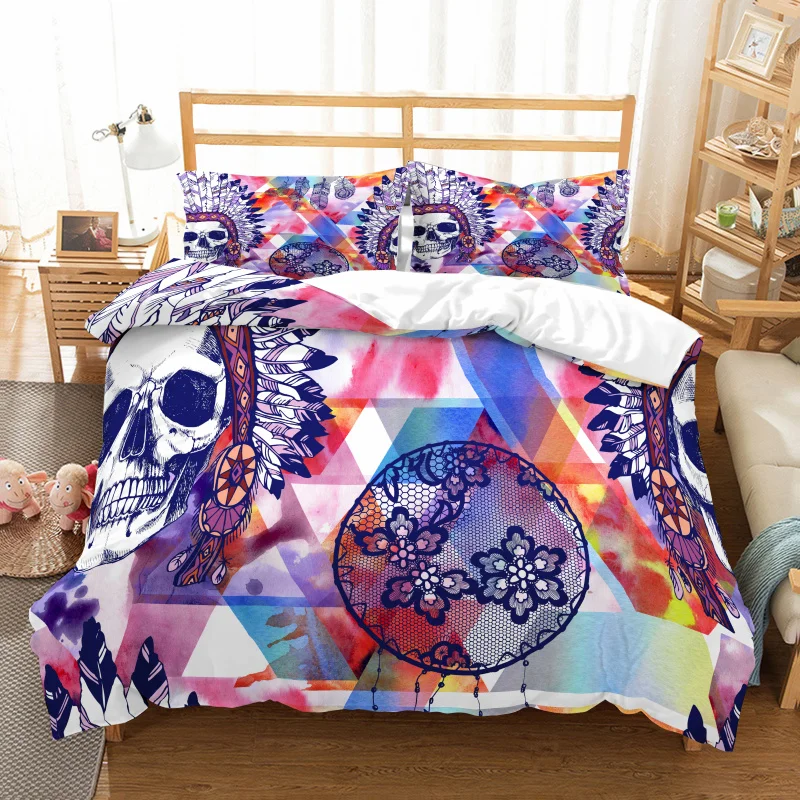 Fanaijia Sugar Skull набор пододеяльников с наволочкой постельное белье с изображением Черепа Набор роскошный комплект постельного белья размера Queen полный размер одеяла наборы