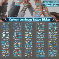 1pc children waterproof cute cartoon dinosaur space ocean mermaid cartoon blue luminous temporary tattoo reward sticker