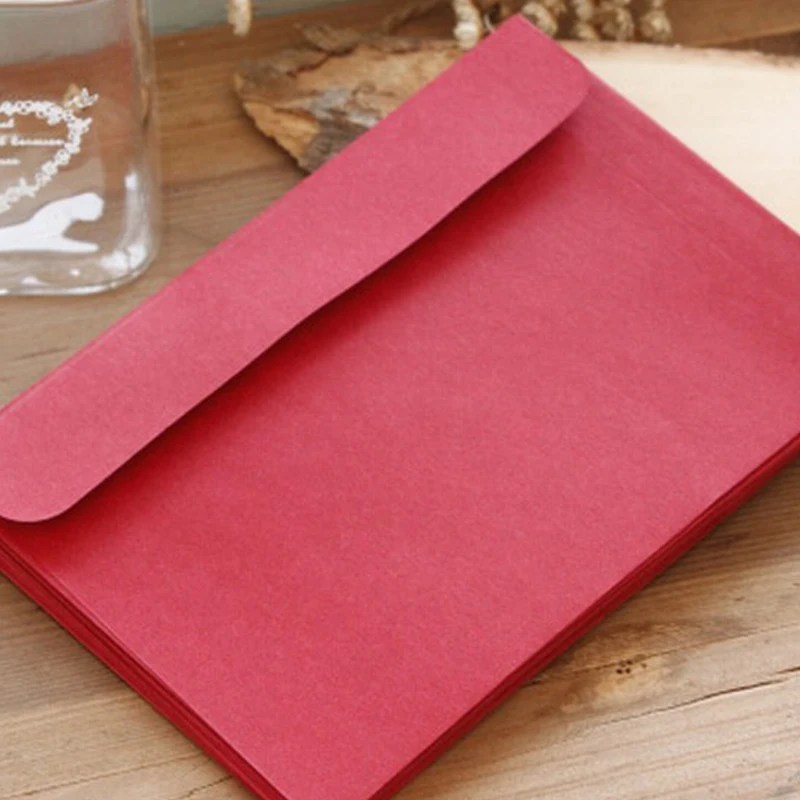 20pcs-Red 20 шт./партия, черный, белый, красный, крафт-бумага, конверты, винтажный Европейский стиль, конверт для визиток, приглашения - Цвет: 20pcs-Red