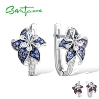 santuzza silver earrings for woman pure 925 sterling silver blue pink star flower cubic zirconia trendy fashion jewelry