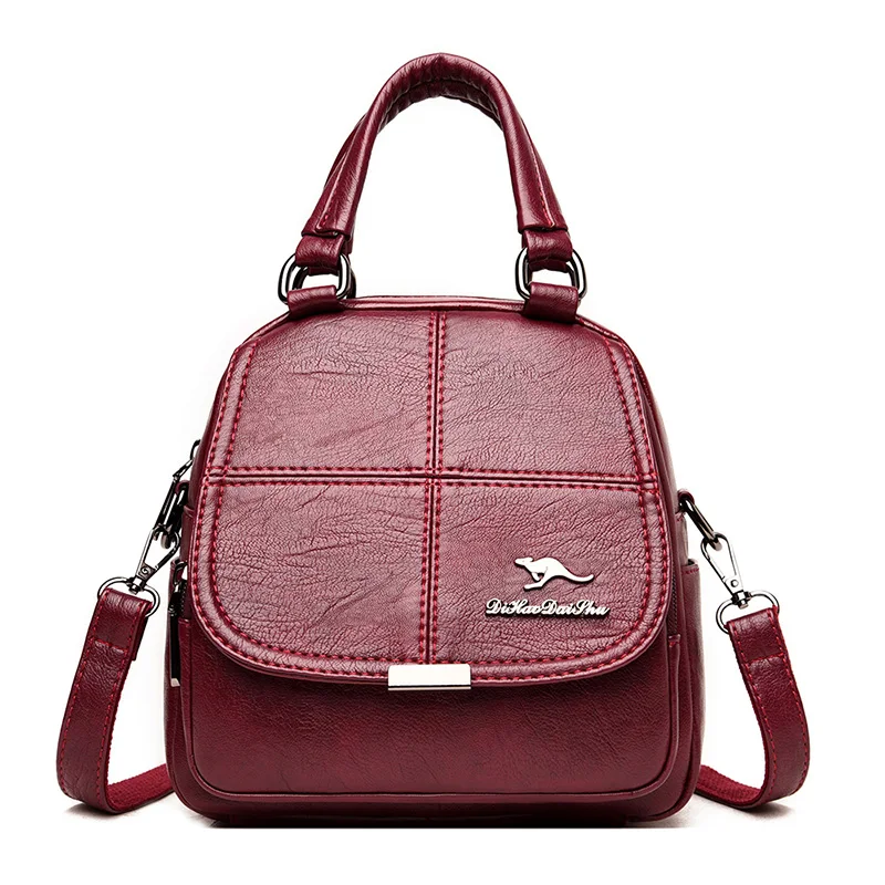 

Women Leather Backpacks for Girls Sac A Dos Femme School Bag for Girls Ladies Multifunction Small Backpack Casual Daypack Female