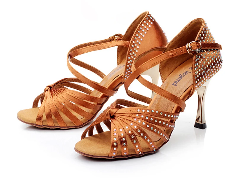 Атласные туфли стразы на высоком каблуке 8 5 см для латиноамериканских танцев