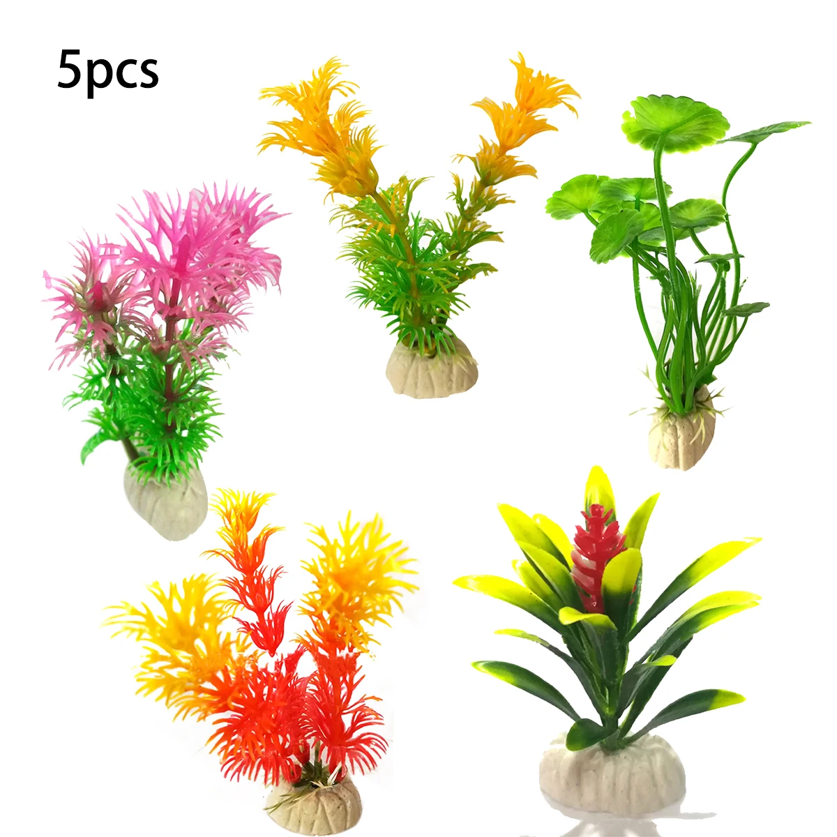 

5pcs random Plastic Aquarium, plant fish tank, landscaping, artificial flowers, fake grass, height about 10cm