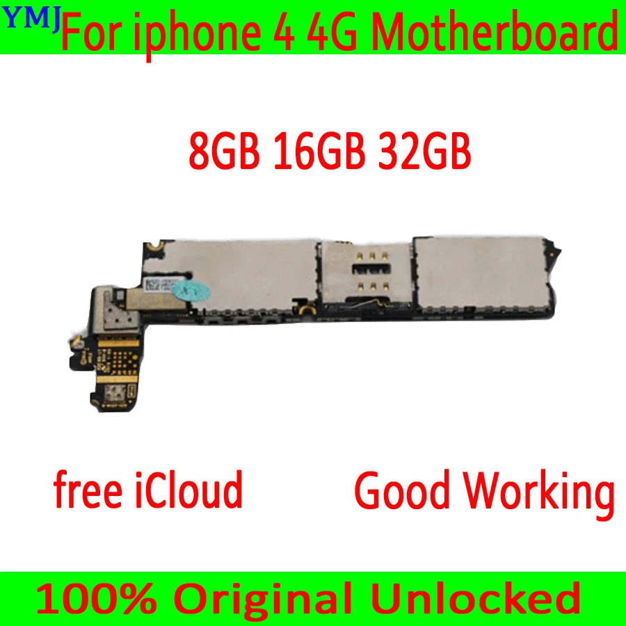 Заводская Разблокировка для iphone 4 материнская плата с чистым iCloud, оригинальная для iphone 4 4g материнская плата с полным чипом, 8 ГБ 16 ГБ 32 ГБ