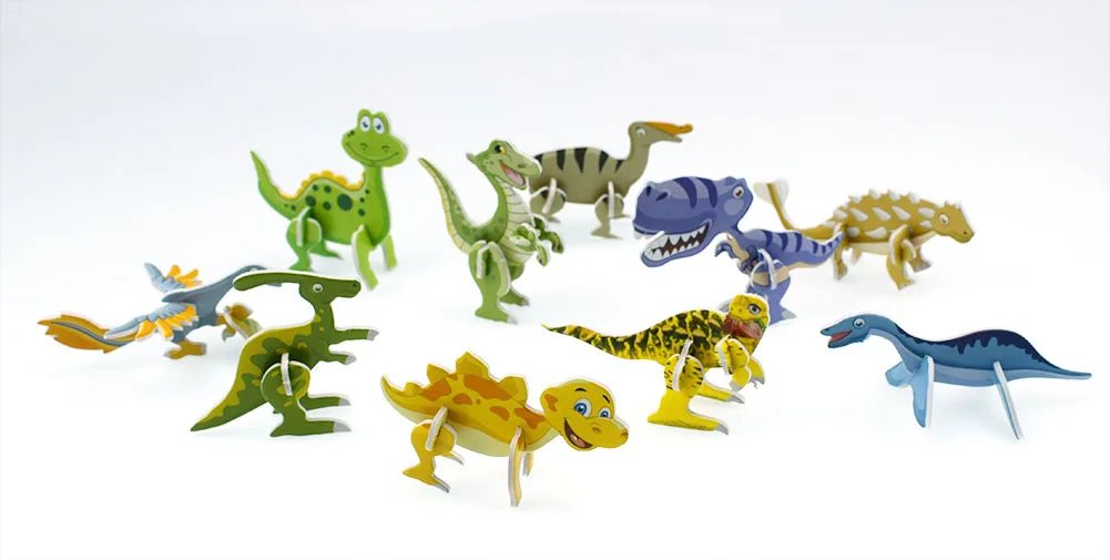 Детская 3D пазл из бумаги в форме милого мультяшного динозавра трехмерная