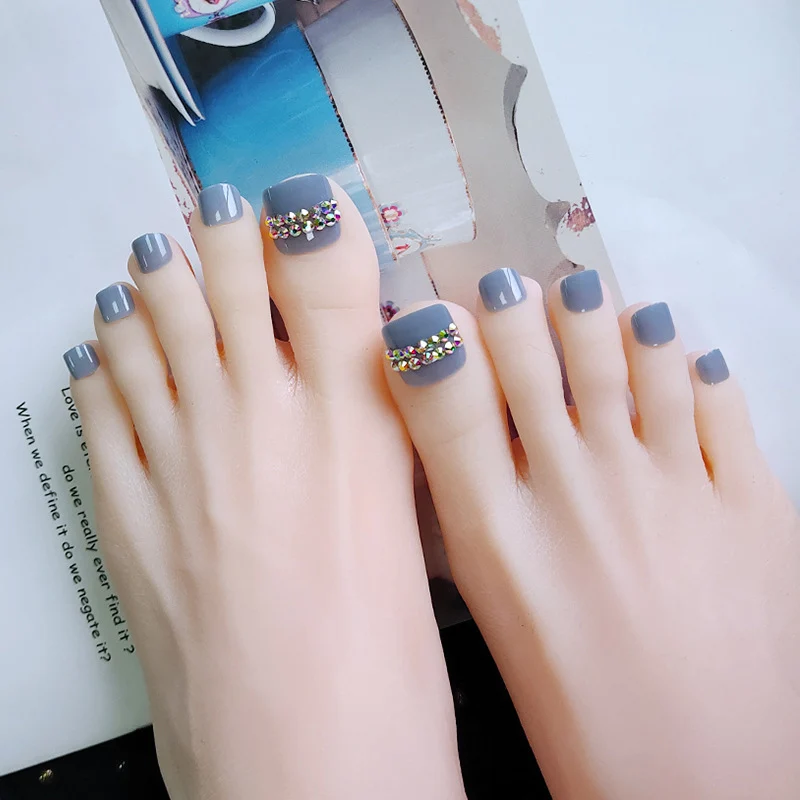 

2019 24 шт красочные носки короткий абзац Модный маникюр накладные ногти на ногах экономят время носки желе ногти