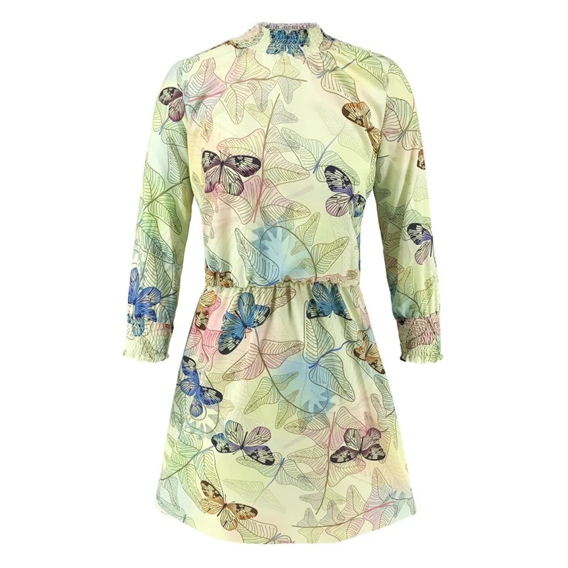 

Hot Women Butterfly print Dress Early Autumn Vogue High Street Short Mini Dress Party Clubwear Dresses Holiday Sundress 2019 New