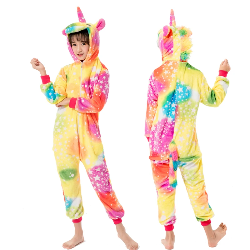 Color star unicorn Костюм кигуруми для детей; Пижама с единорогом; панда; Животные; Косплей; детские комбинезоны; зимние детские пижамы; одежда для сна для маленьких мальчиков и девочек - Цвет: Color star unicorn