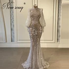 Мусульманское 2021 отделанное бисером искусственное свадебное платье индивидуальное официальное платье для выпускного вечера Саудовская арабвечерние 2021