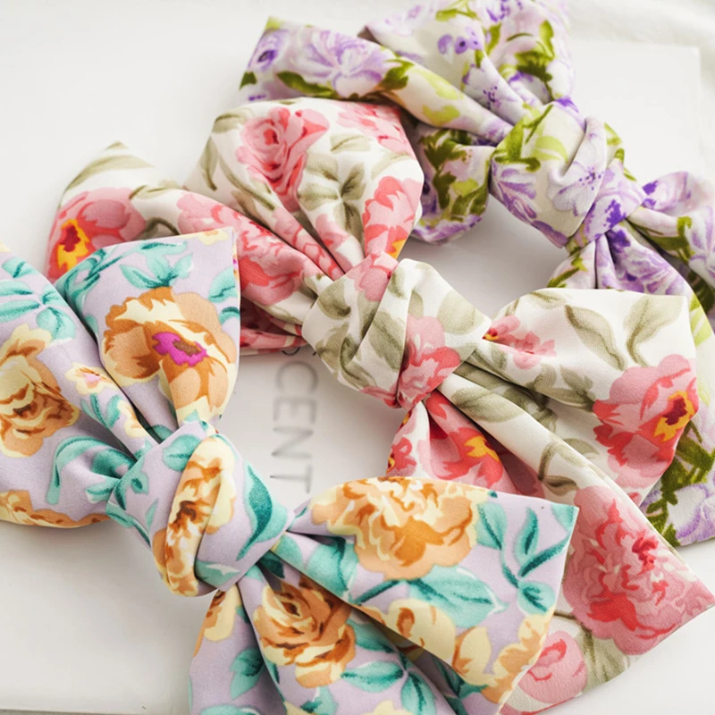 

High Quatity Solid Color Big Bow Hairpins For Girl Popular Hair Clip For Women Sweet Two-layer Satin Hairgrip Hair Accessories