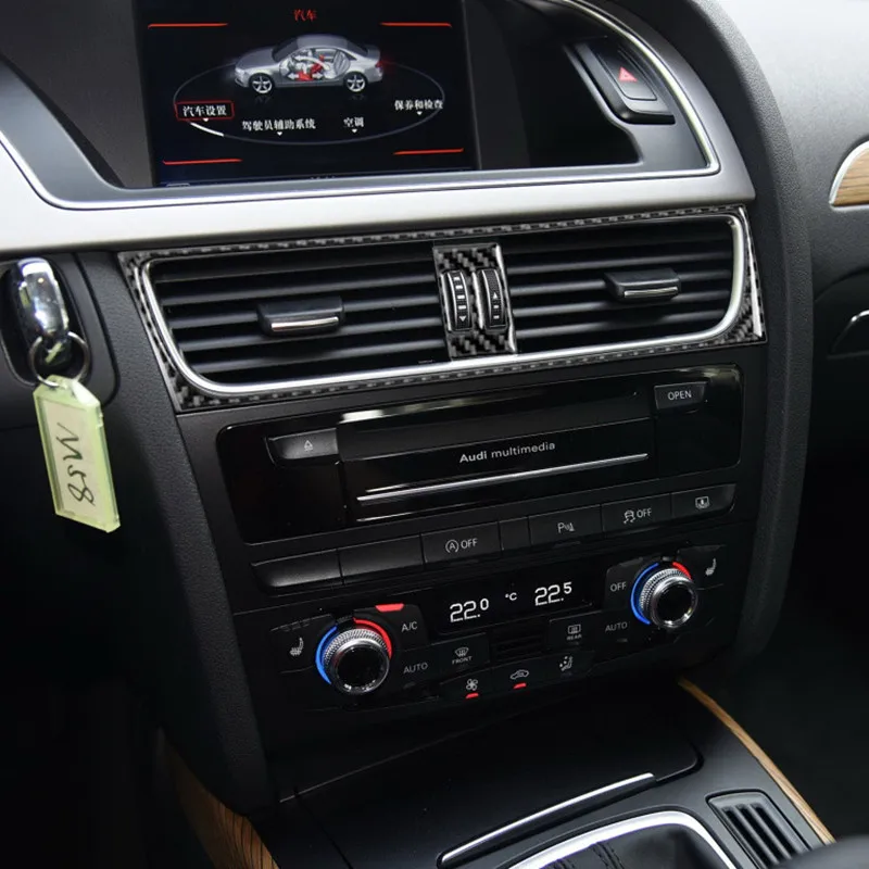 

Car Styling Console Navigation AC Frame Decoration Cover CD Panel Trim Carbon Fiber Stickers For Audi A4 B8 A5 S5 S4 RHD LHD