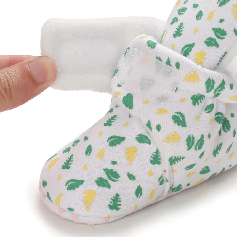 Новая детская обувь ботинки для начинающих ходить с цветами хлопковые удобные