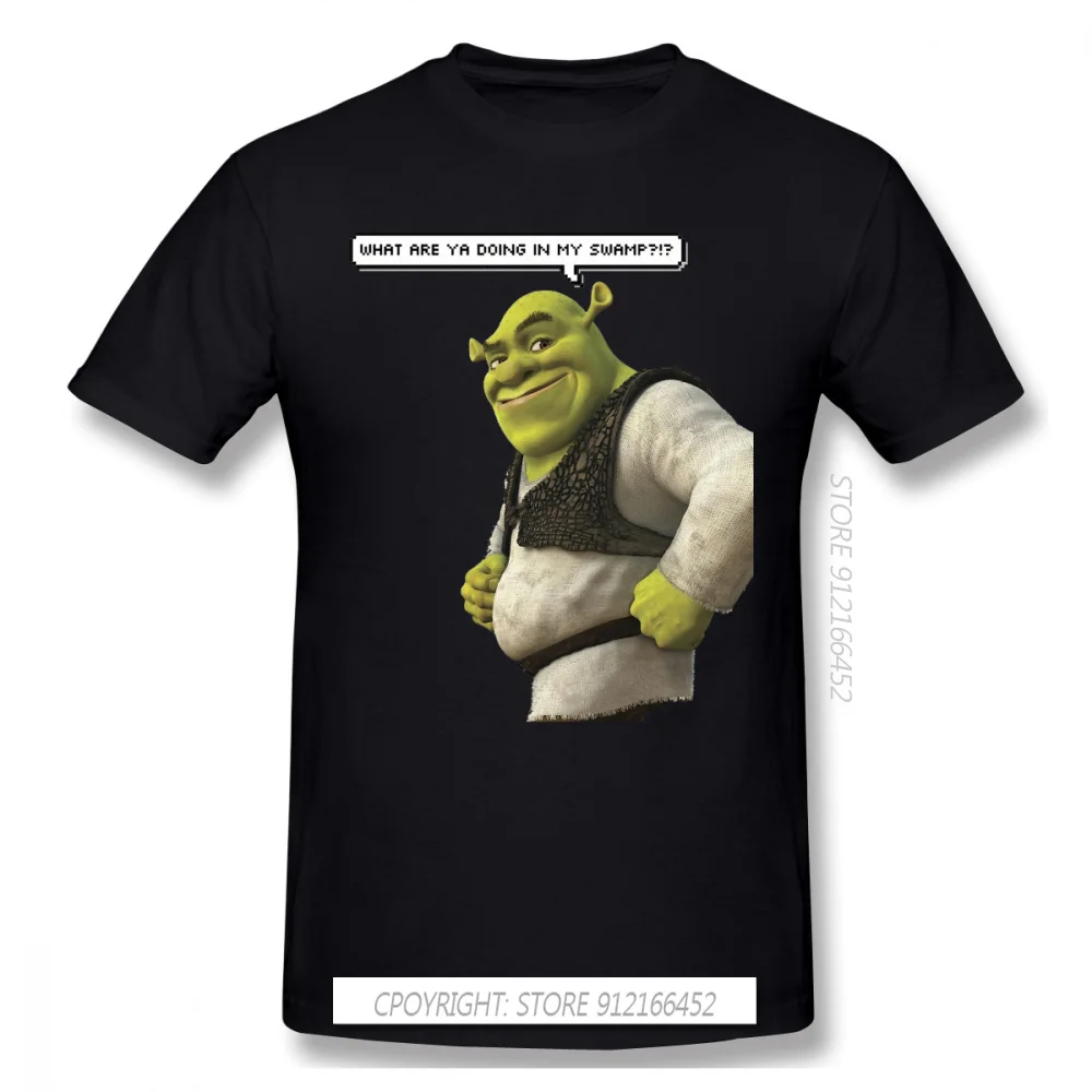 Yeni yaz gülümseme tasarım Shrek komedi filmi saf pamuklu erkek tişörtü artı boyutu Tops Tees yetişkin T shirt