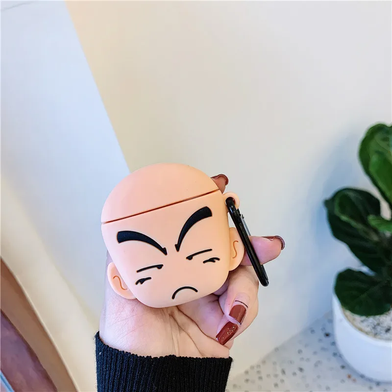 Kuririn Чехол Аксессуары для Airpods Bluetooth чехол для наушников Airpods 2 защитный чехол милый силиконовый Dragon Ball Son Goku брелок - Цвет: Kuririn