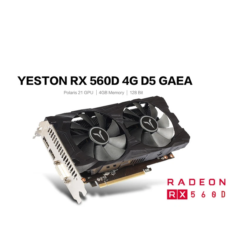 Графический процессор Yeston RX560D 4G D5 GAEA с двумя вентиляторами 4 Гб памяти GDDR5 128 бит DP +