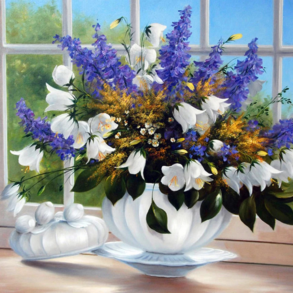 

Sale DIY 5D Diamond Painting Purple Flowers Cross Stitch Kit Full Drill Embroidery Mosaic Art Picture of Rhinestones Home Decor