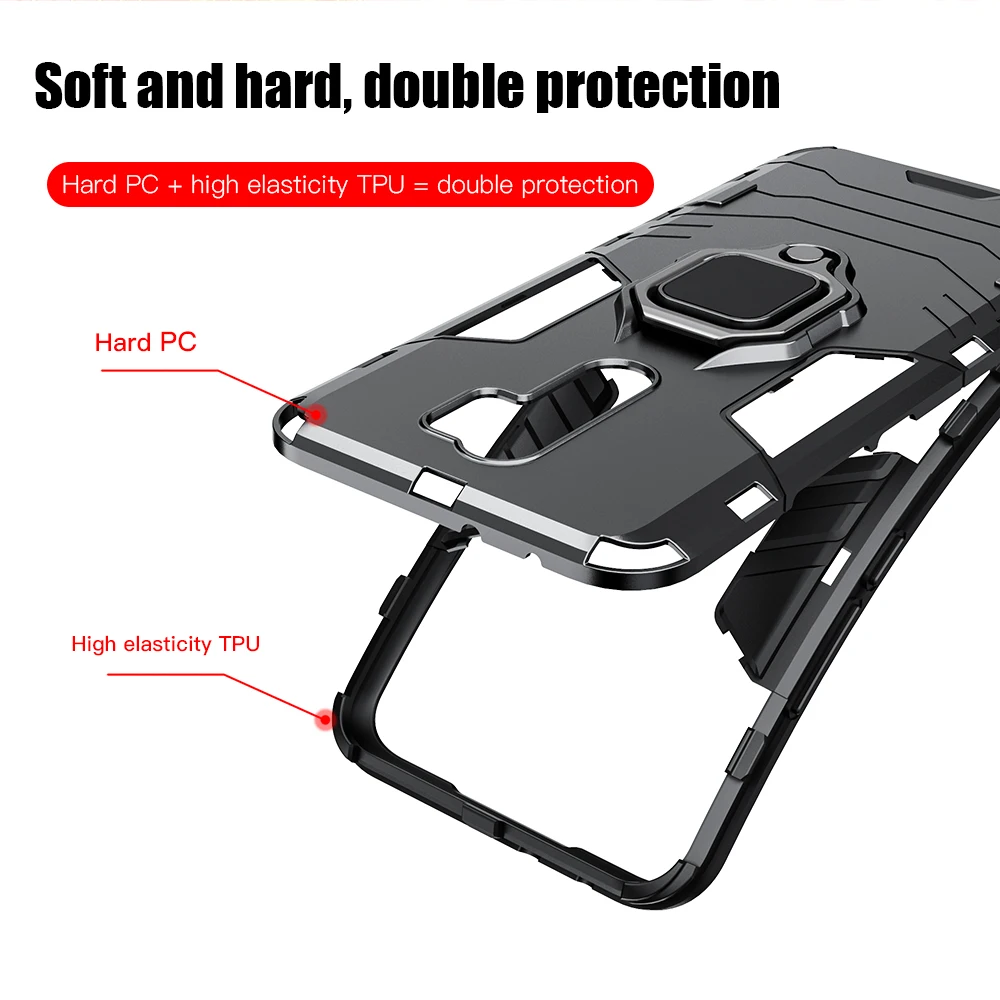 

KEYSION Shockproof Armor Case for Redmi 9 9A 9C 8 8A 7 7A K30 K20 Pro Ring Stand Phone Cover for POCO F2 Pro X2 F1