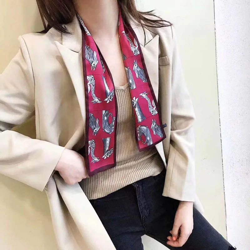 Женский длинный шелковый шарф DVLWS разноцветная шелковая сумка с шарфом и принтом