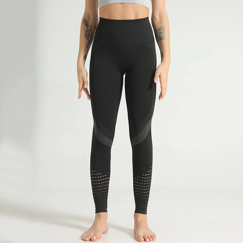 Однотонные черные женские леггинсы для тренажерного зала йоги фитнеса