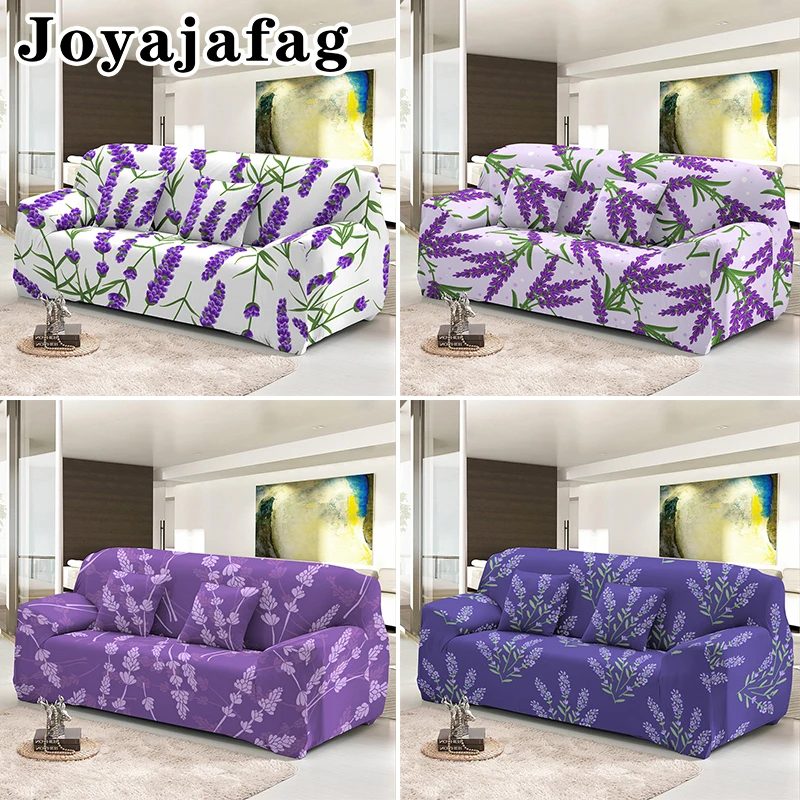 

Living Room Lavender Printed Stretch Slipcovers Elastic Sofa Cover Anti-dirty 1/2/3/4 Seater Couch Covers