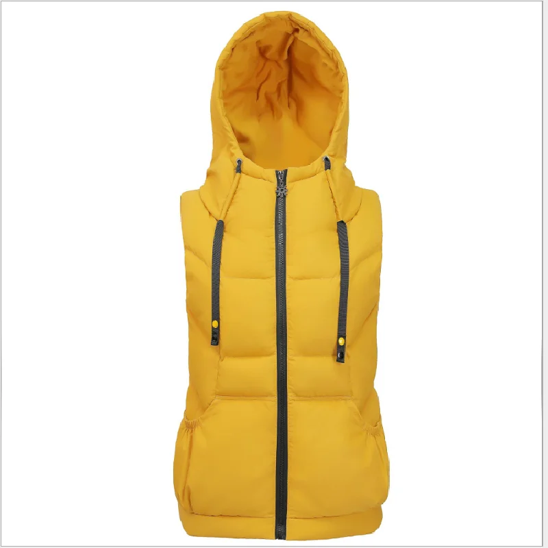 

2021 Autumn and Winte a season ms Short Waistcoat han edition warm feather cotton shawl in female vest hooded winter jacket coat