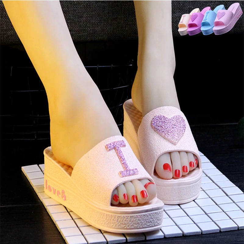 

Women's Slippers High Heel Sandals Flip Flops Fashion Slipper Women Shoes Platform Bath Slippers Wedge Casual Beach Shoes