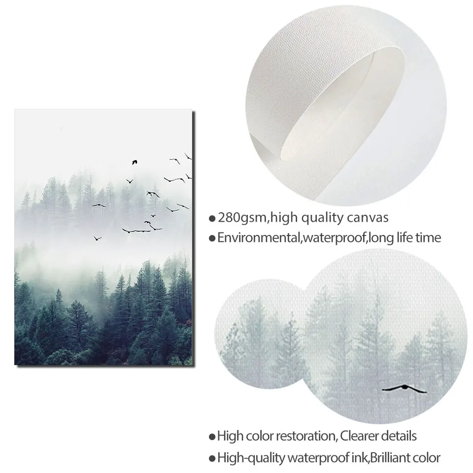 Лесной скандинавский плакат фотография пейзаж холст картина горный настенное