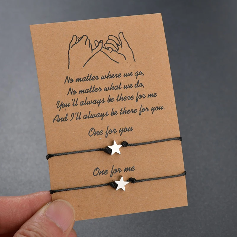 

Minimalist Five-pointed Star Retro Bracelet Wax Line Hand-woven Couple Card Valentine Bracelet Jewelry Gifts
