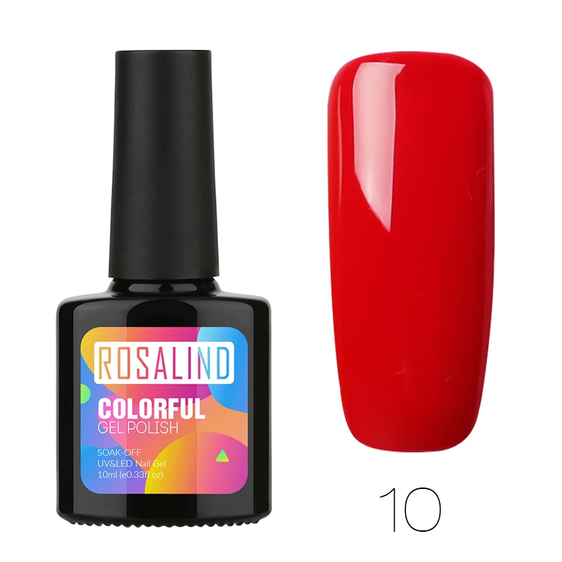 10 ROSALIND 10 мл УФ гель лак для ногтей цвета ногтей гель для ногтей лак для ногтей Vernis Полупостоянный акриловый Гибридный гель Лаки верхнее покрытие - Цвет: 10