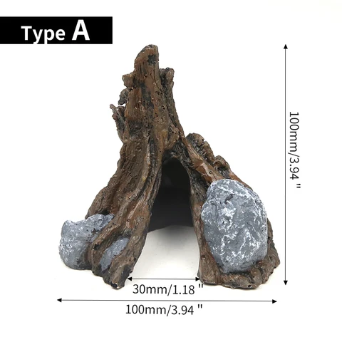 Экологическая смола горная рыба игровой домик на дереве Аквариум Украшение полые отверстия Дерево туннель пещера с рыбами украшение для резервуара