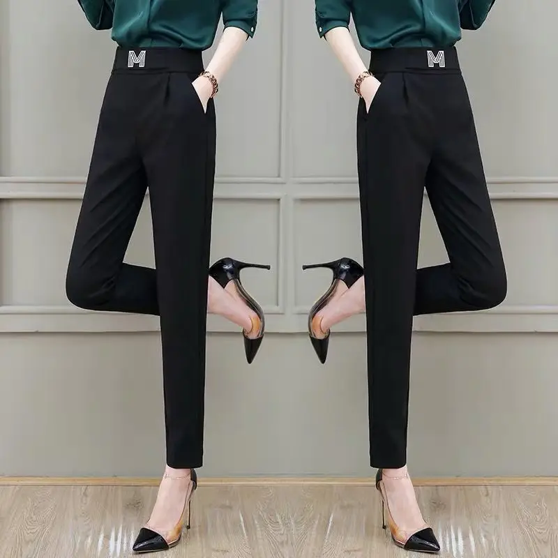 

2021 Summer New Fashionable Stylish plus Size Pants Women's Loose Slimming High Waist Elastic Casual Suit Harem Pants