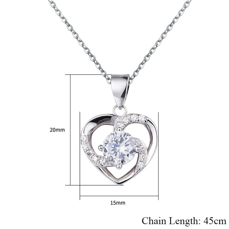 

Fashion Womens Heart Necklace Luxury Crystal Pendant Necklace Stainless Steel Chain Necklace for Girlfriend Gifts