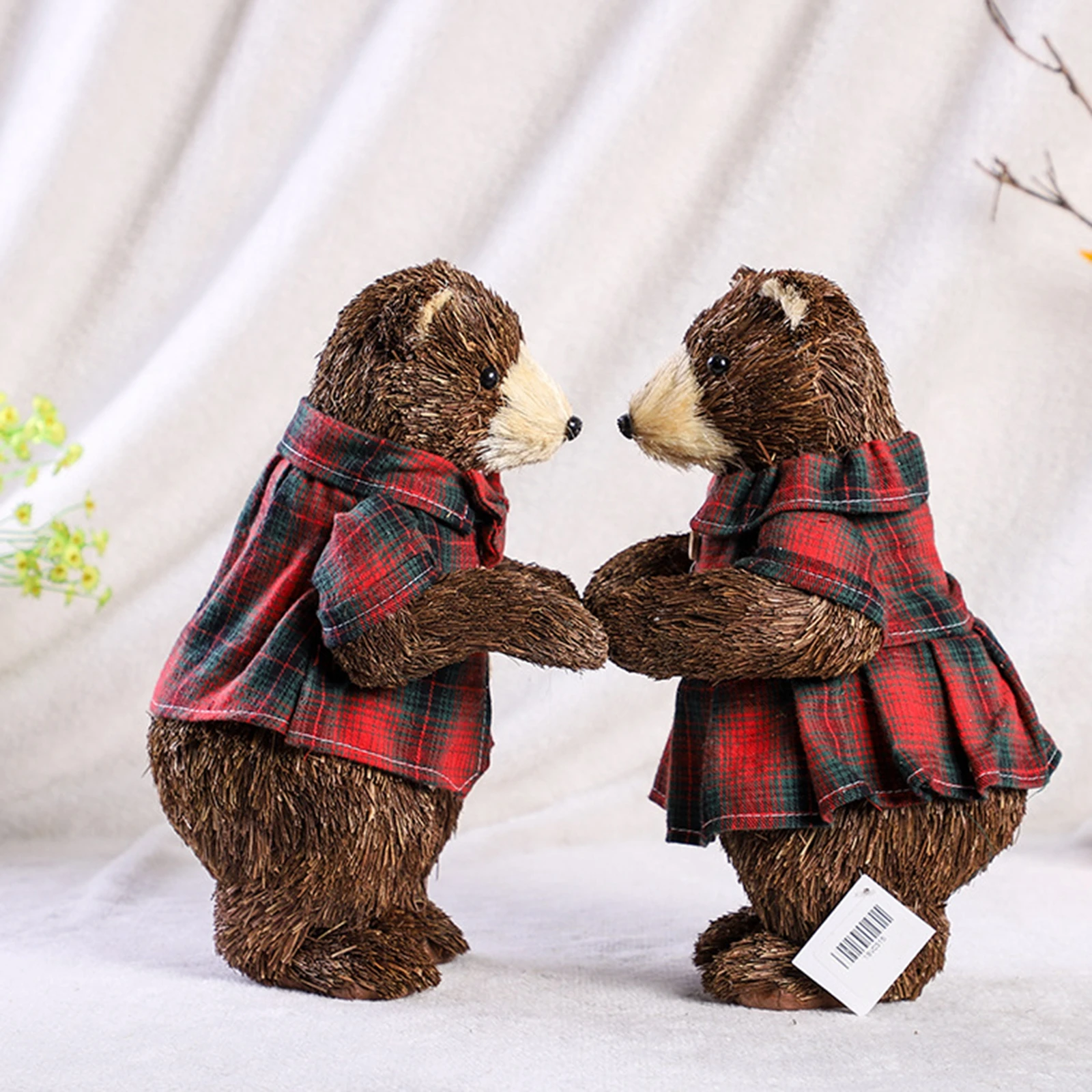 

Straw Bear Model Palm Grass Standing Animal Figurine Toy Desktop DIY Crafts Ornament