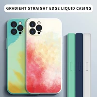 watercolor gradient phone case for oneplus 7 8 8t 9 7t pro liquid soft square silicone casing shockproof protection rubber case